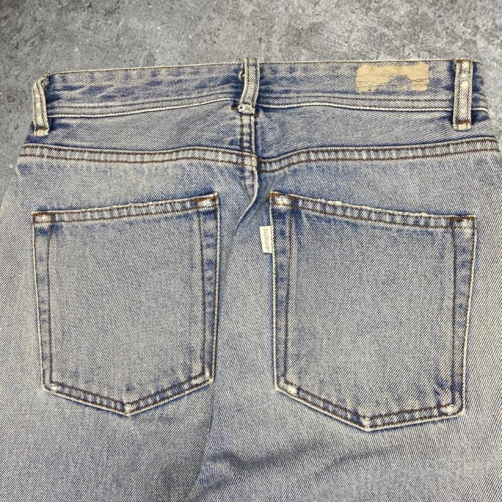 Sick haikure designer flare distressed made in Italy jeans, measures 27W x 27.5L
