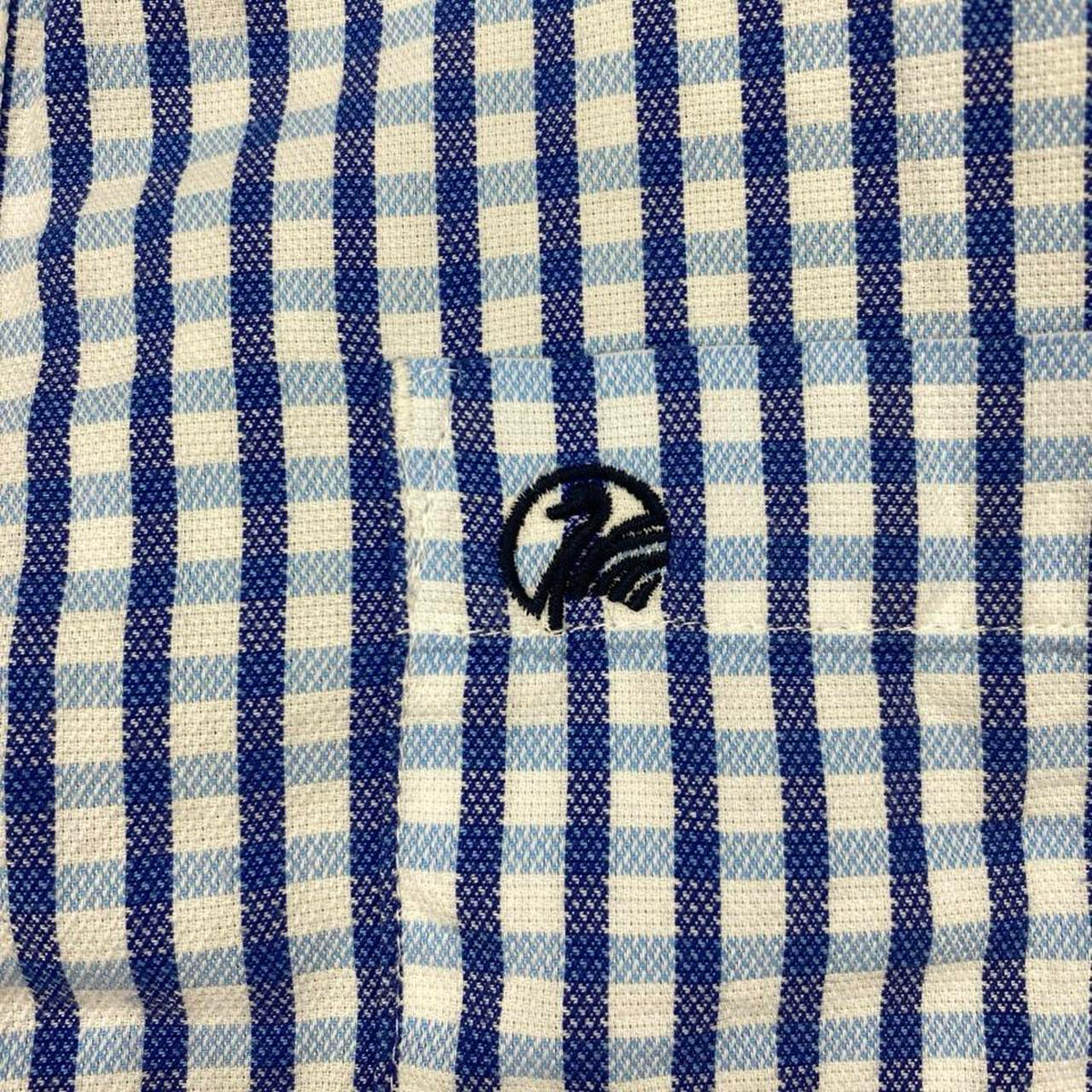 Sick Swanndri embroidered blue and white half button up shirt, tagged S, fits S/M mens best
