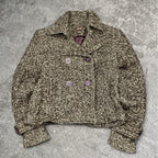 Groovy vintage Revival brown black tweed wool blend jacket, tagged size 6