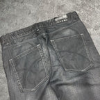 Sick 2000s Y2K washed black/ grey straight cut/ bootcut jeans, measures 37W x 28.5L