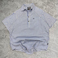 Sick Swanndri embroidered blue and white half button up shirt, tagged S, fits S/M mens best