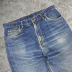 Sick wide leg tapered washed Stag workwear 14oz denim jeans, measures 35W x 40” outseam length