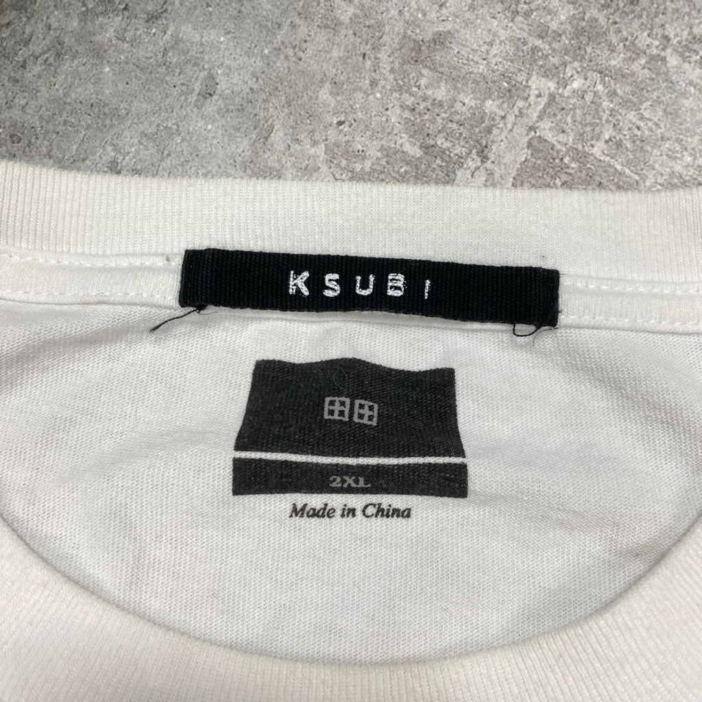 Sick KSUBI camo embroidered detailed white tee, fits XL mens best