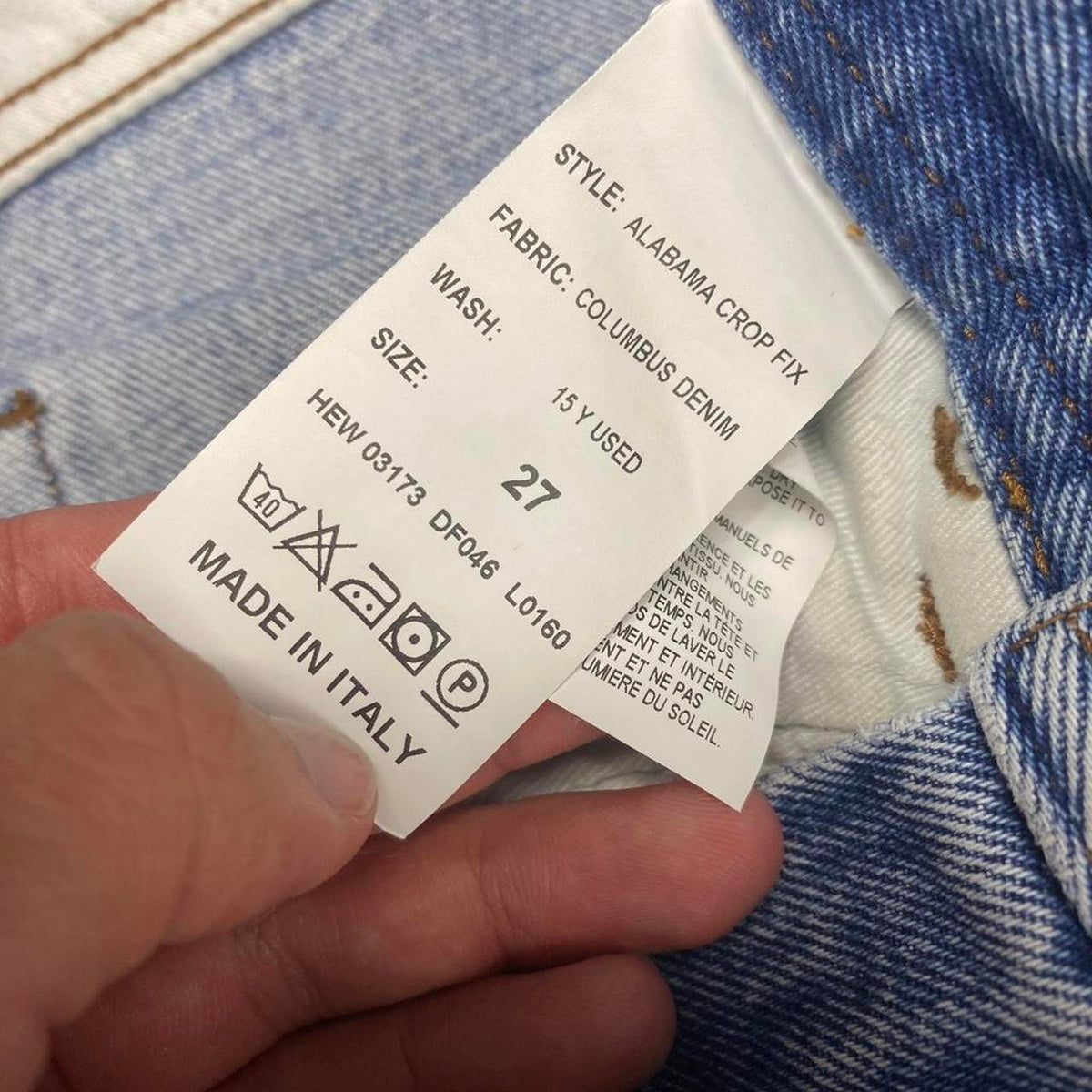 Sick haikure designer flare distressed made in Italy jeans, measures 27W x 27.5L