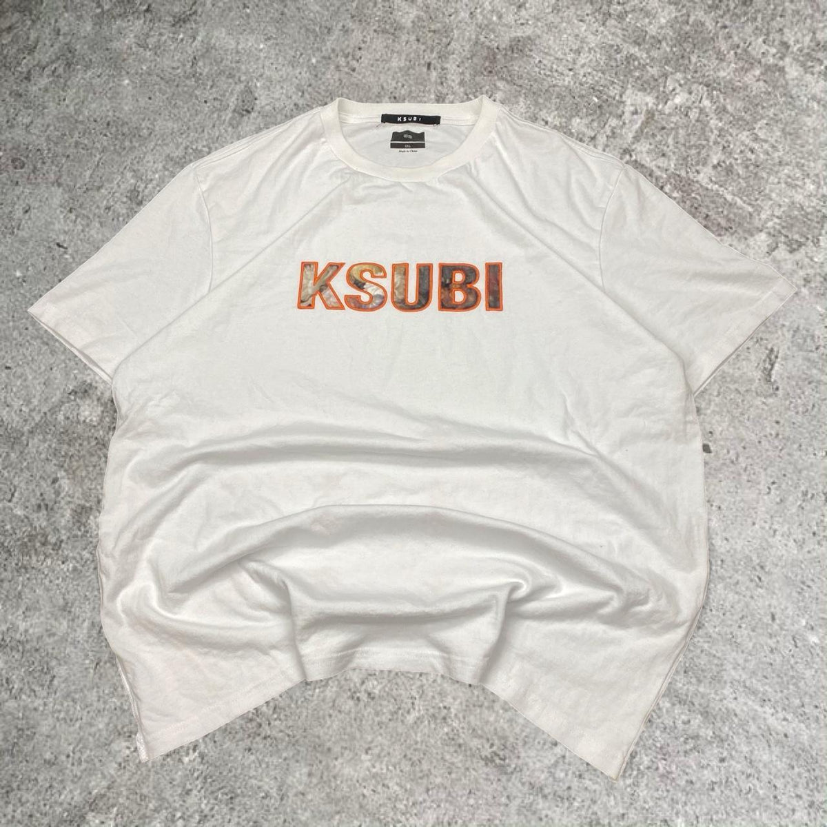 Sick KSUBI camo embroidered detailed white tee, fits XL mens best