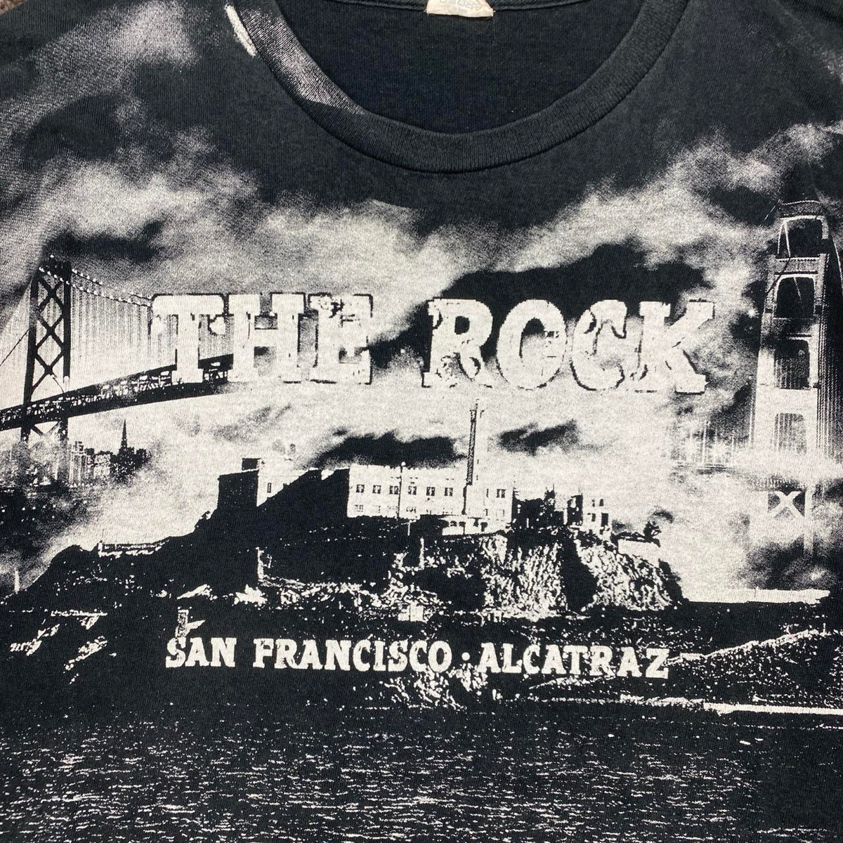 Sick vintage Alcatraz San Fran AOP style tee, fits L mens best