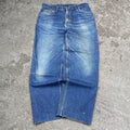 Sick wide leg tapered washed Stag workwear 14oz denim jeans, measures 35W x 40” outseam length