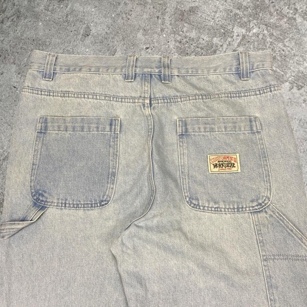 Sick Stussy workwear double knee baggy jeans, measures 37W x 30.5” inseam, 41” outseam