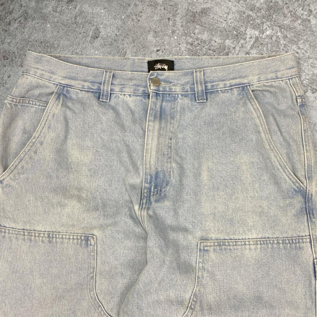 Sick Stussy workwear double knee baggy jeans, measures 37W x 30.5” inseam, 41” outseam
