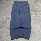 Lovely vintage wide leg double pleated navy wool blend pants, measures 32W x 31L