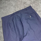 Lovely vintage wide leg double pleated navy wool blend pants, measures 32W x 31L