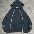 Insane Bone & Arrow Y2K double zipper black hoodie, fits M mens or L womens best