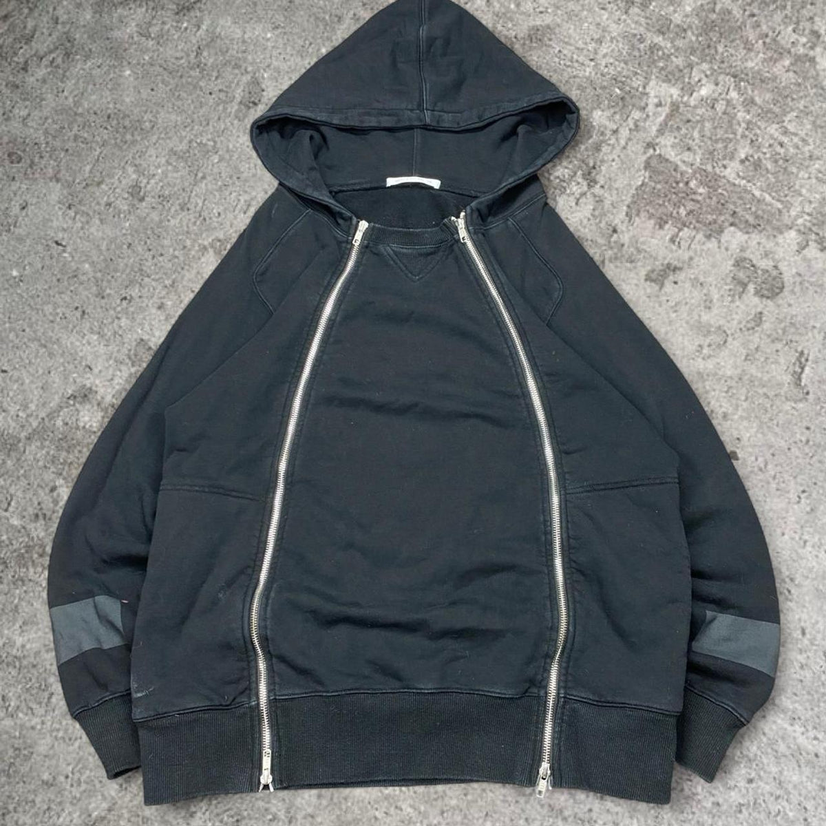 Insane Bone & Arrow Y2K double zipper black hoodie, fits M mens or L womens best