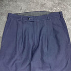 Lovely vintage wide leg double pleated navy wool blend pants, measures 32W x 31L