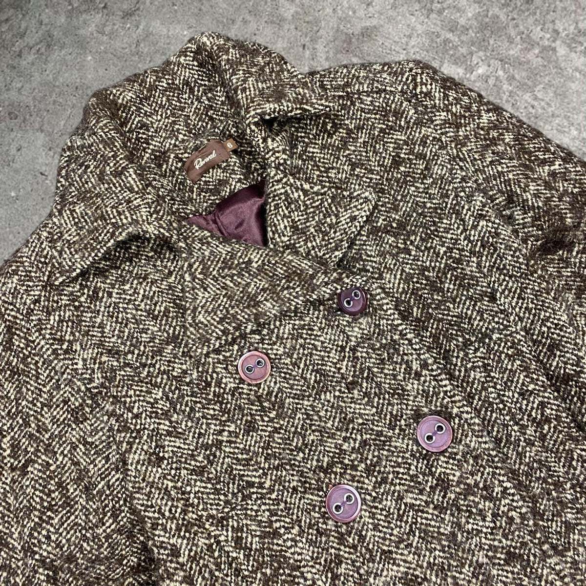 Groovy vintage Revival brown black tweed wool blend jacket, tagged size 6