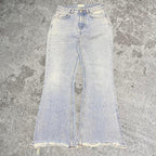 Sick haikure designer flare distressed made in Italy jeans, measures 27W x 27.5L