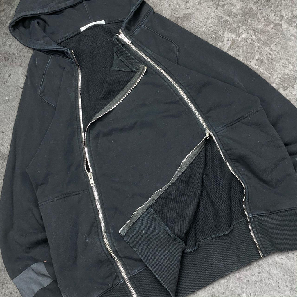 Insane Bone & Arrow Y2K double zipper black hoodie, fits M mens or L womens best