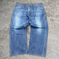 Sick 2000s washed baggy tapered jeans, measures 38W x 25L