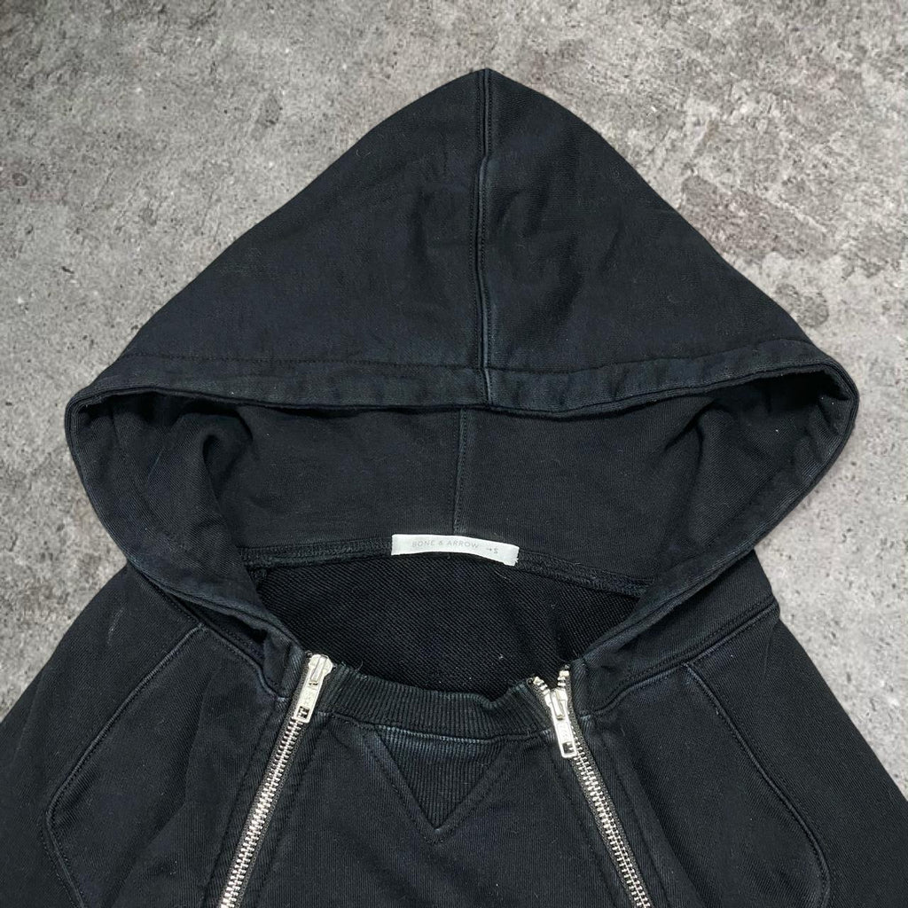 Insane Bone & Arrow Y2K double zipper black hoodie, fits M mens or L womens best
