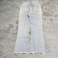 Sick haikure designer flare distressed made in Italy jeans, measures 27W x 27.5L