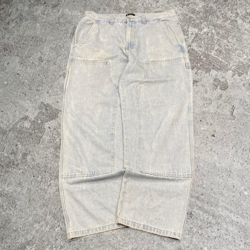 Sick Stussy workwear double knee baggy jeans, measures 37W x 30.5” inseam, 41” outseam