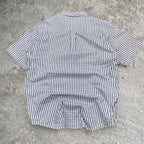 Sick Swanndri embroidered blue and white half button up shirt, tagged S, fits S/M mens best