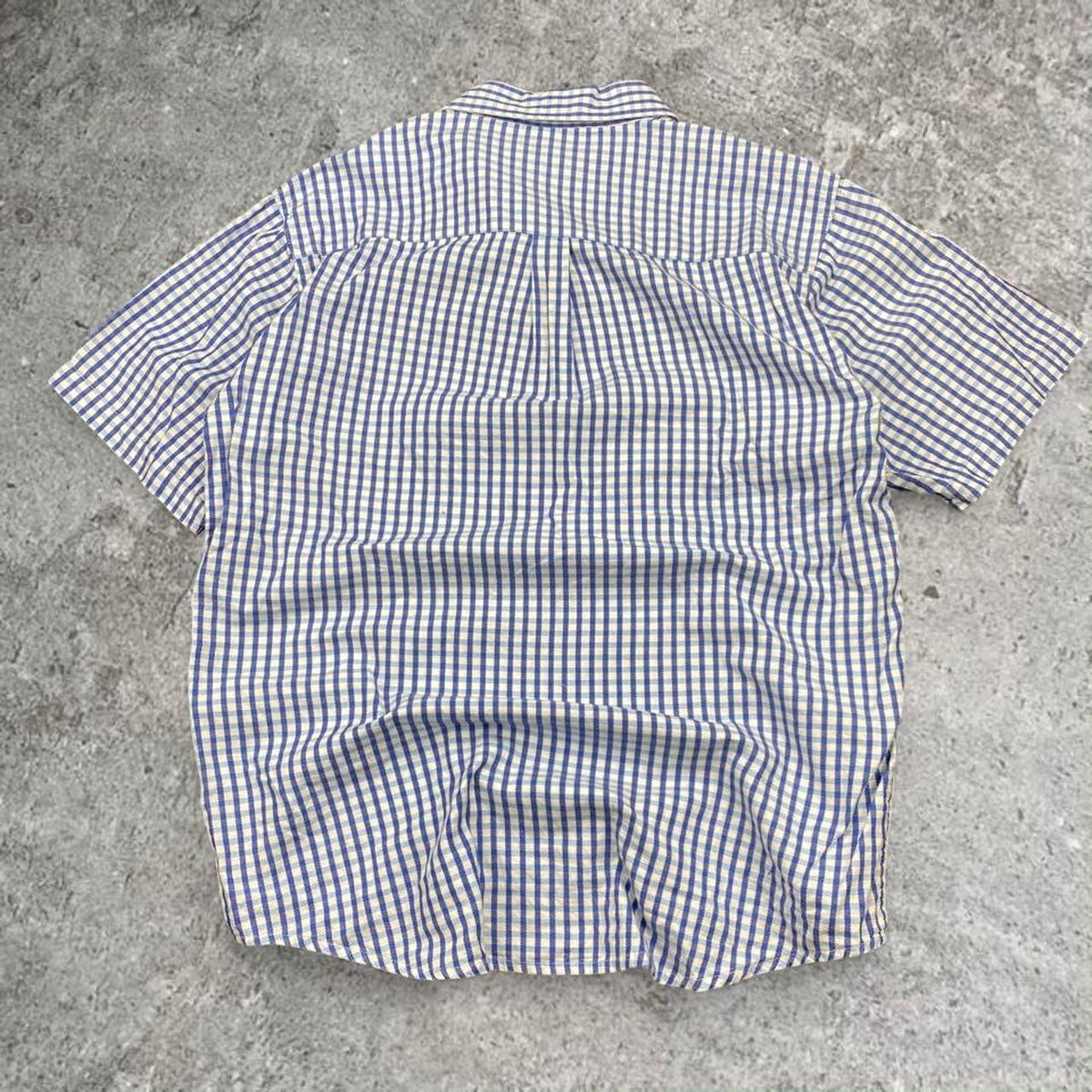 Sick Swanndri embroidered blue and white half button up shirt, tagged S, fits S/M mens best